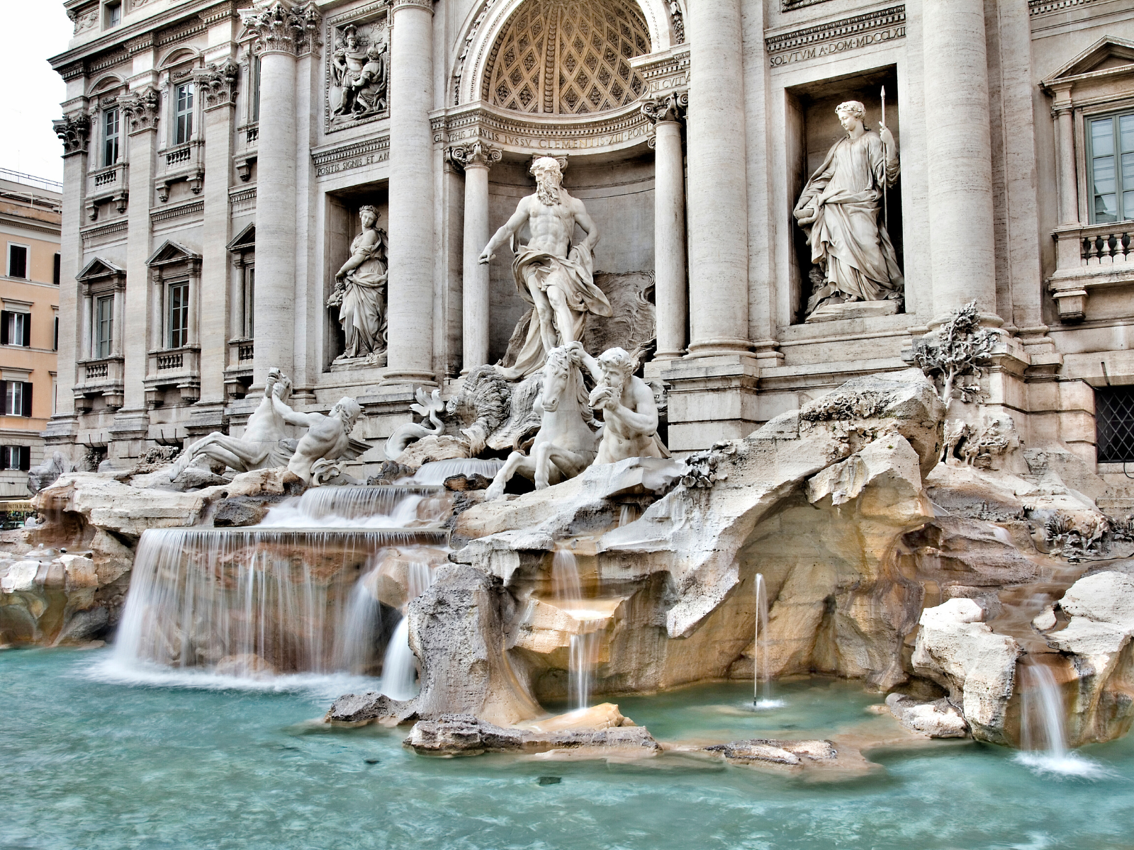 The sculptures of the Trevi fountain.