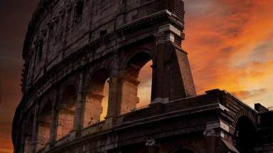 The Roman Colosseum as the sun sets