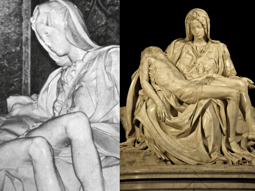 vista de madonna della pietà de michelangelo dentro do vaticano