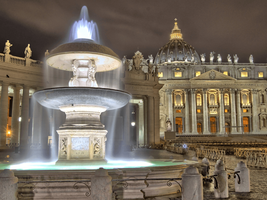 Rome by night in Jubilee 2025: view of vatican square
