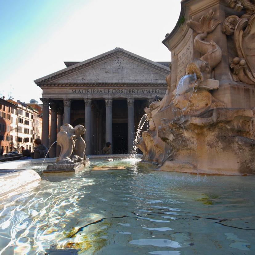 a detail of fountain with Pantheon