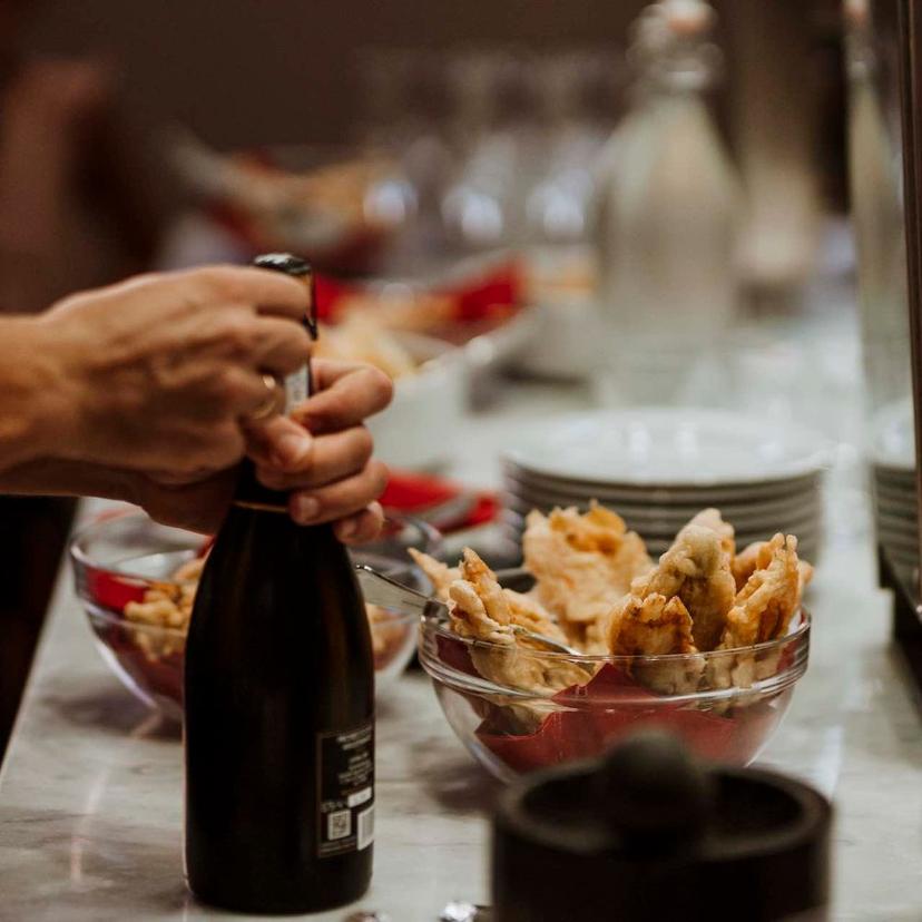 Prosecco with traditional Italian fried appetizers
