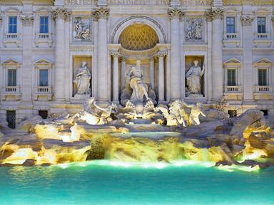 Trevi Fountain illuminated at night – Rome’s most famous Baroque fountain