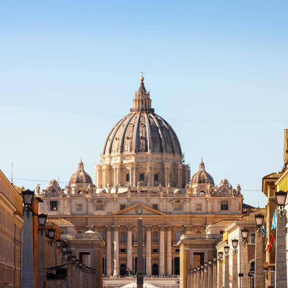 St. Peter’s Square in Vatican City leading to the Apostolic Palace where the pope lives