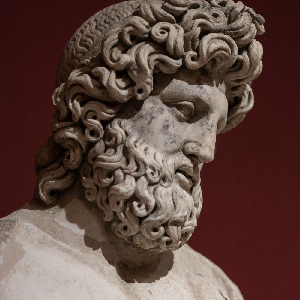 Ancient Roman marble statue of Jupiter, ruler of the gods