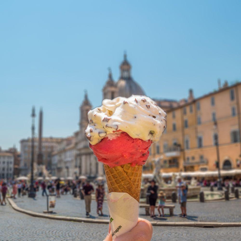 Gelato in Rome in Piazza Navona
