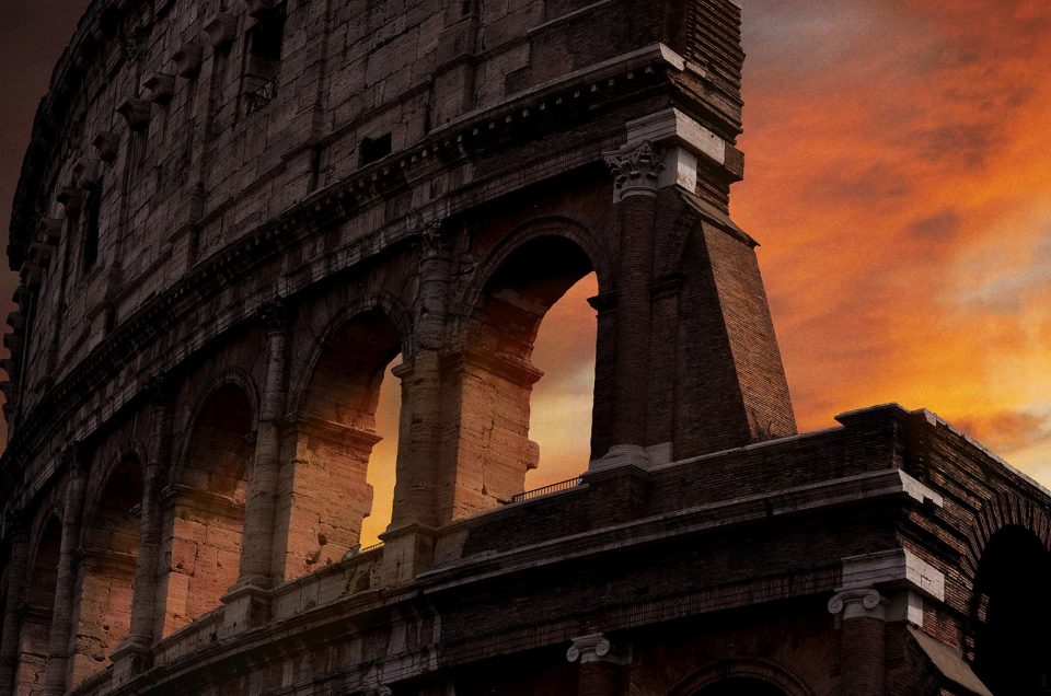 The Roman Colosseum as the sun sets