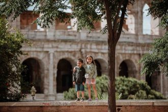 Kids outside the Colosseum