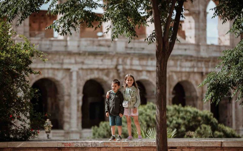 Kids outside the Colosseum