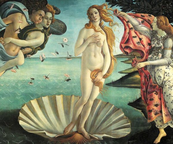 Die Geburt der Venus (Botticelli) in den Uffizien abgeschnitten