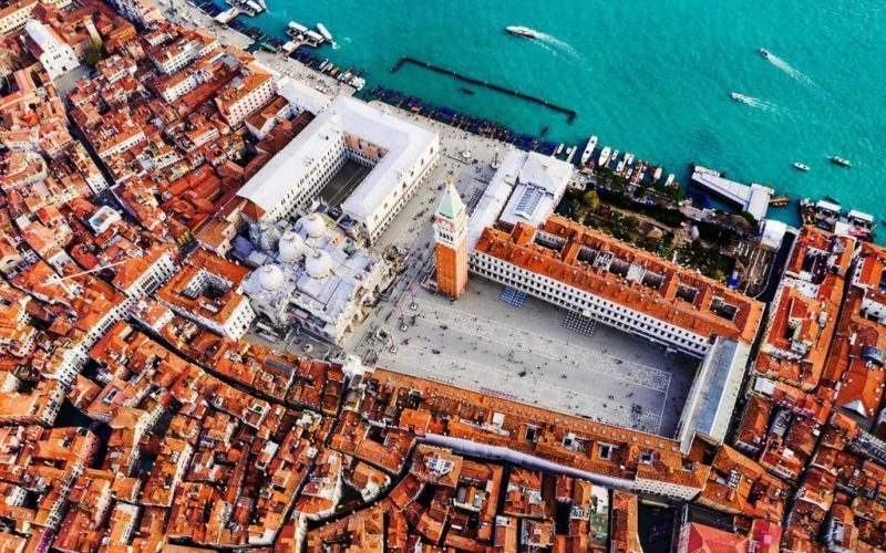 Aerial view of piazza San Marco, Venice, Italy