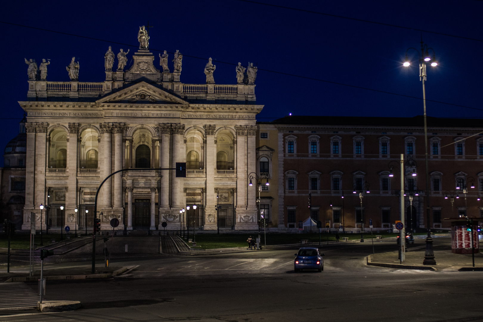 The Lateran Palace and Lateran Basilica at night. 