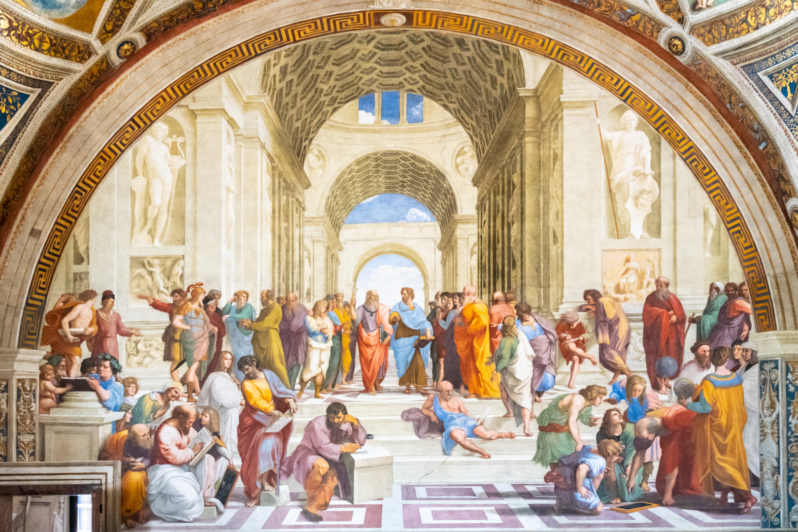 School of Athens painting by Raphael in the Vatican Museums.