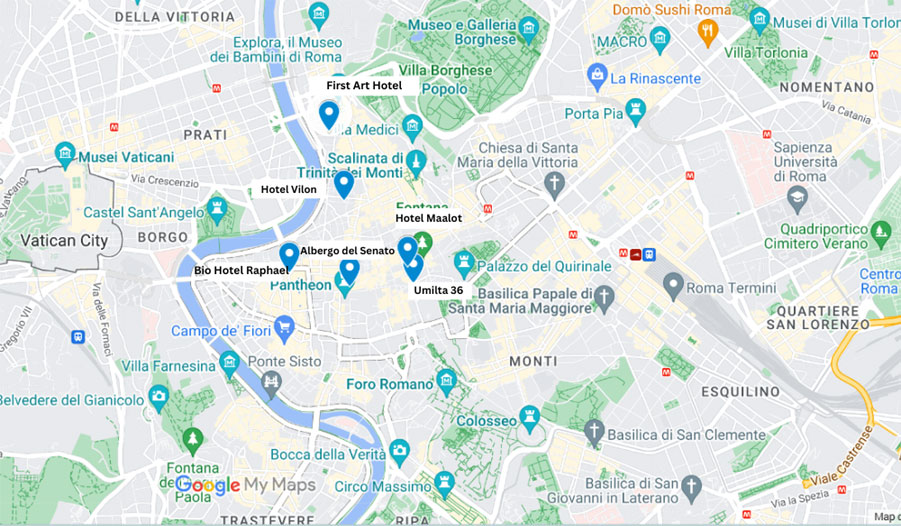 map of hotels in rome