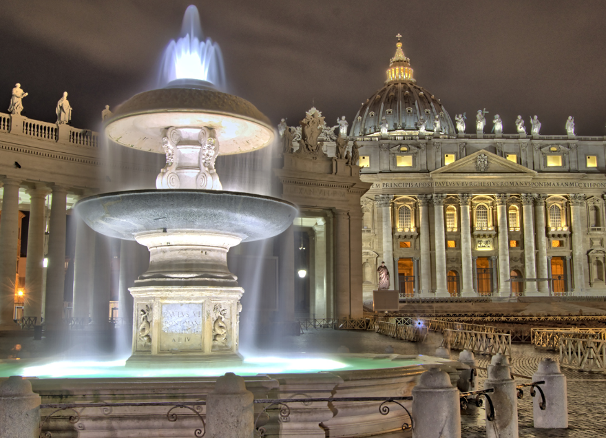 Rome by night in Jubilee 2025: view of vatican square