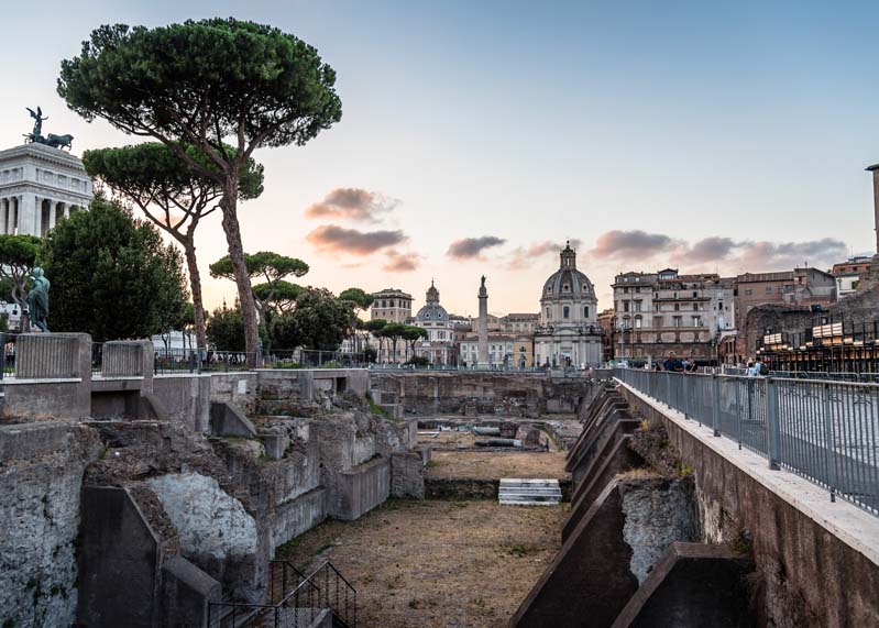 Forum of Trajan in the centre of Rome at sunset